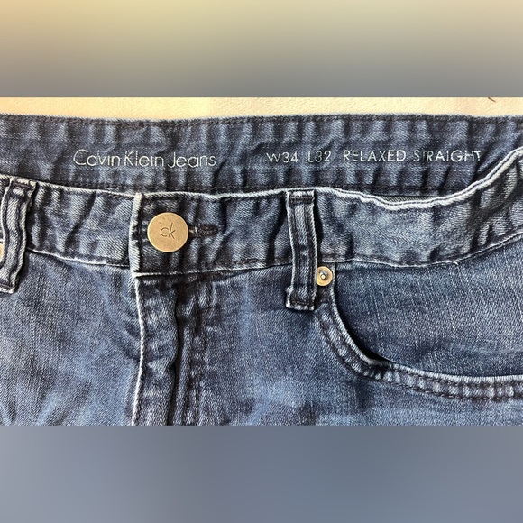 Calvin Klein Jeans Men's Deep Blue Relaxed Straight Jeans W34 L32 - Picture 3 of 13